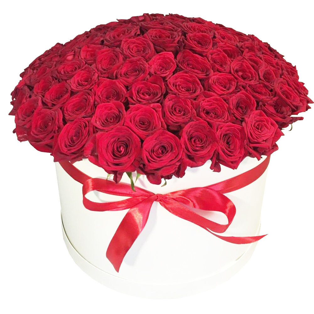101 Красная роза в шляпной коробке