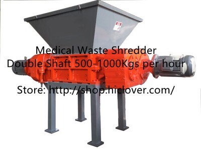 Medical Waste Shredder Double Shaft 500-1000Kgs per hour