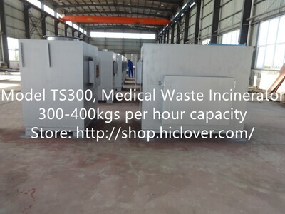 Model: TS300, Medical Waste Incinerator 300-400kgs per hour capacity