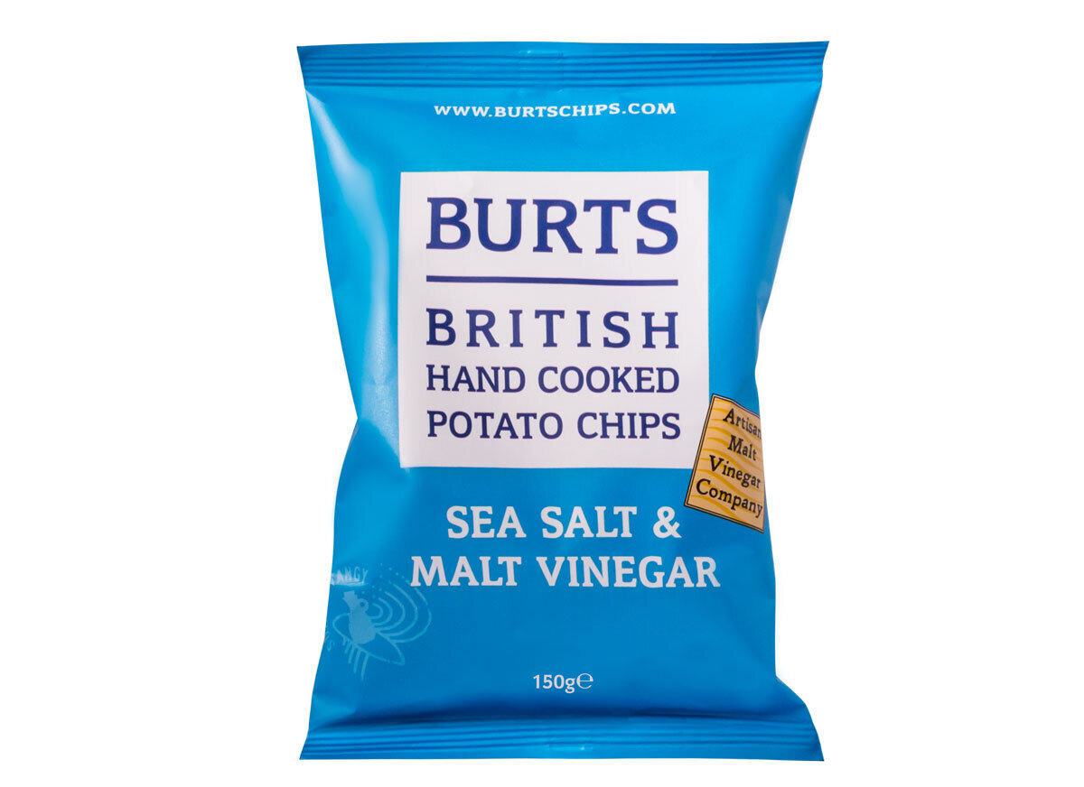 Burts British Hand Cooked Potato Chips Sea Salt Malt Vinegar G