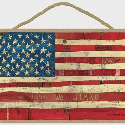 American Flag - United We Stand Wood Sign