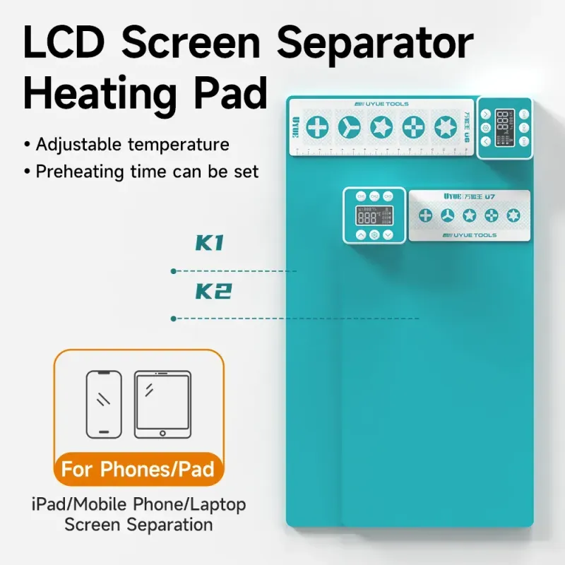 Uyue K1 K2 Lcd Screen Separator for Smartphone Tablet Repair Heating Mat سخان الايباد