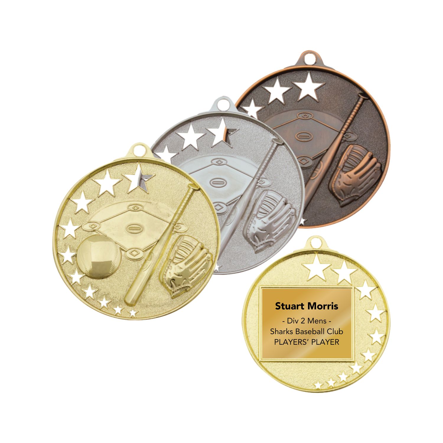 Baseball Stars Medals - 52mm Baseball Stars Medals - 52mm