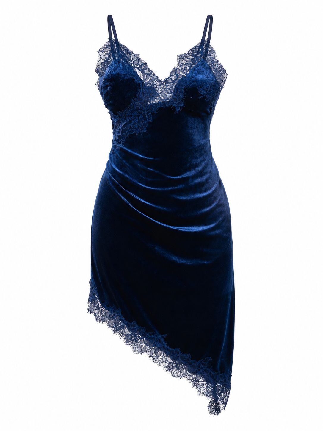 Vestido Vaquero Mujer Azul Marino Terciopelo Con Encaje