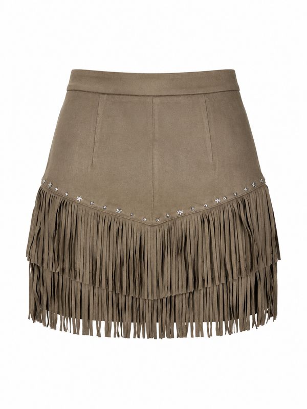 Falda Western para Mujer con Flecos – Estilo Vaquero Cowgirl