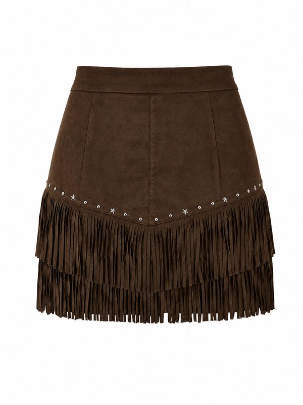 Falda Western para Mujer con Flecos – Estilo Vaquero Cowgirl