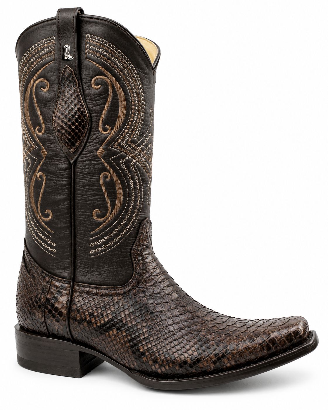 Bota Vaquera La Botota Piel Python Café Horma Holandesa