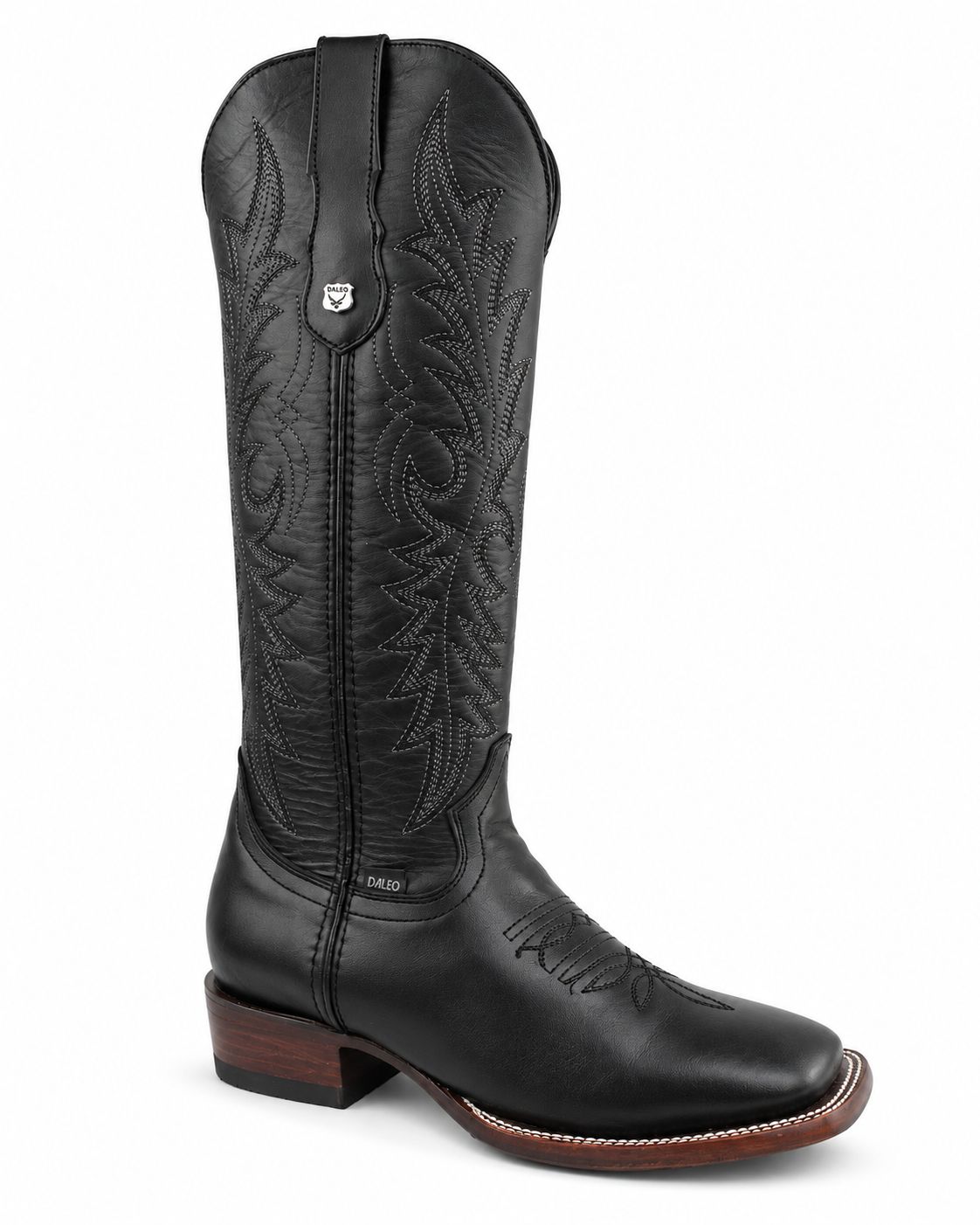 Bota Vaquera DALEO Rubí Frizón Negro Piel Vacuna Suela Cuero