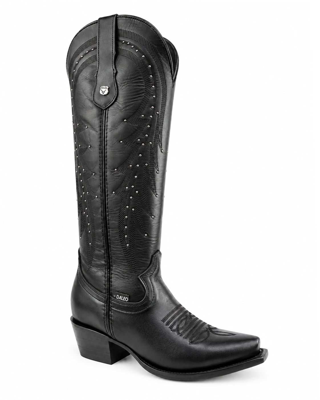 Bota Vaquera DALEO Avrut Negro Piel Vacuna Suela Cuero