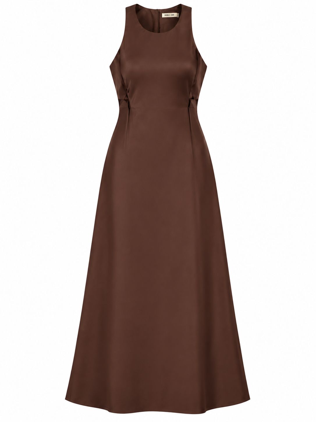 Vestido Largo Merlot Café Chocolate Sin Mangas Elegante