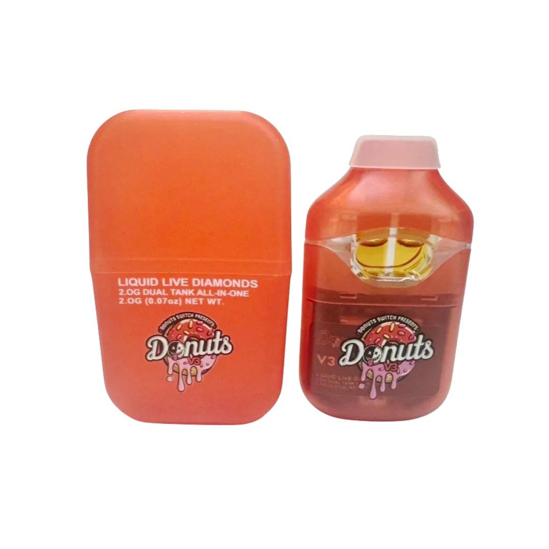 Hybrid Frosted Berries and Indica Melted Ice Cream- Fryd Extracts-Donuts 2g Dual Chamber Disposable Vape (Press button 5 times to lock and unlock)