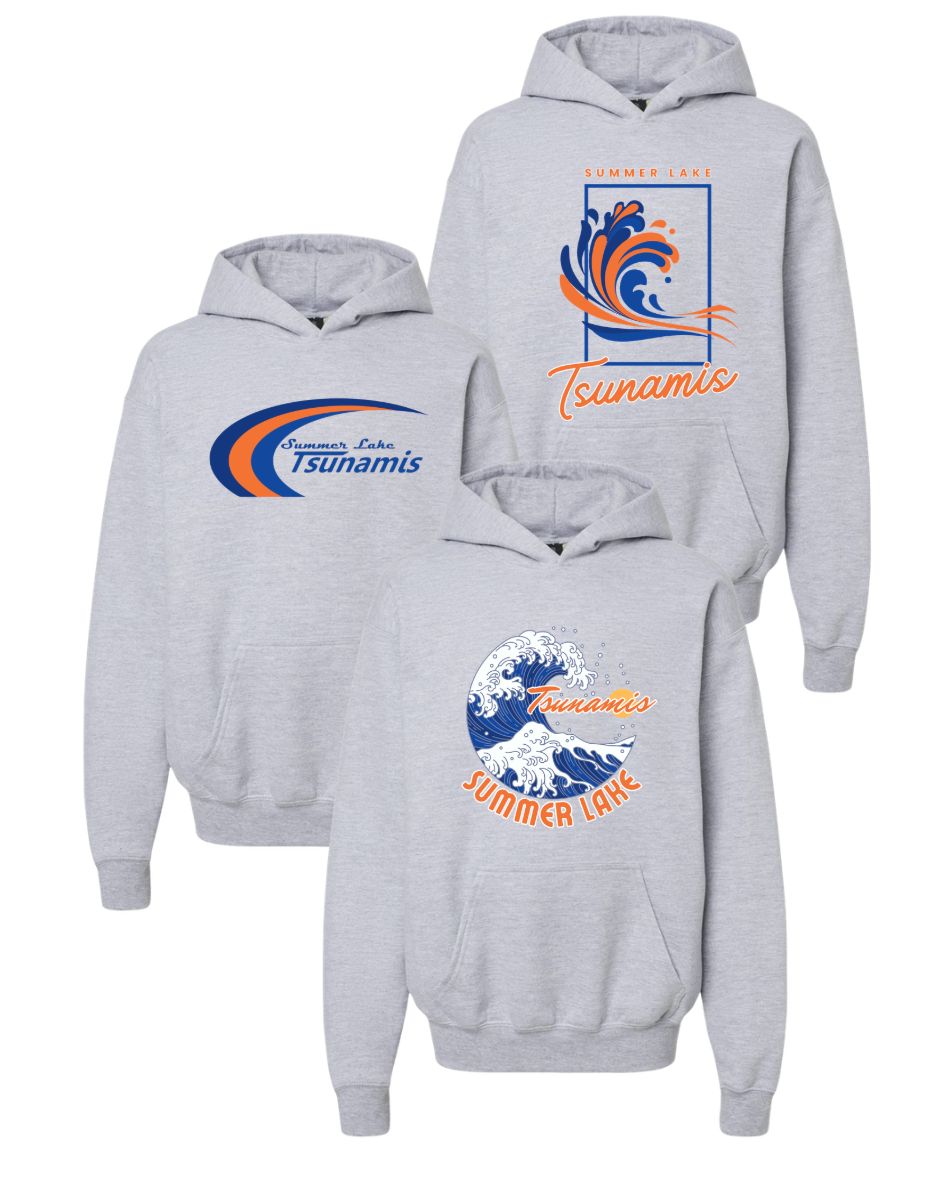 Summer Lake Tsunamis Hoodie Sweatshirt - Sport Grey - 3 Design Options Summer Lake Tsunamis Hoodie Sweatshirt - Sport Grey - 3 Design Options
