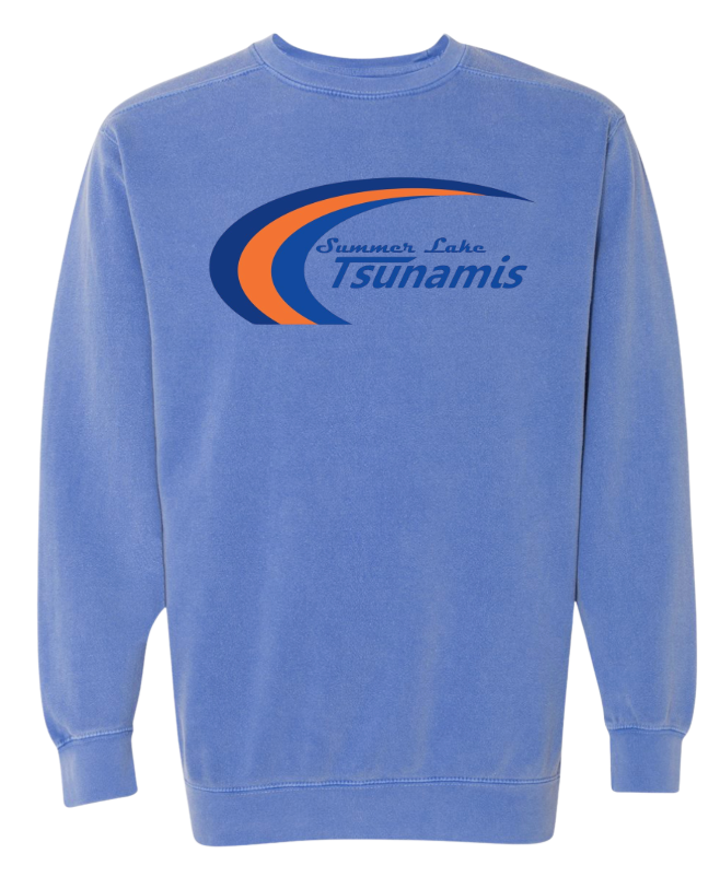 Summer Lake Tsunamis Crew Sweatshirt - Comfort Colors - Blue Flo