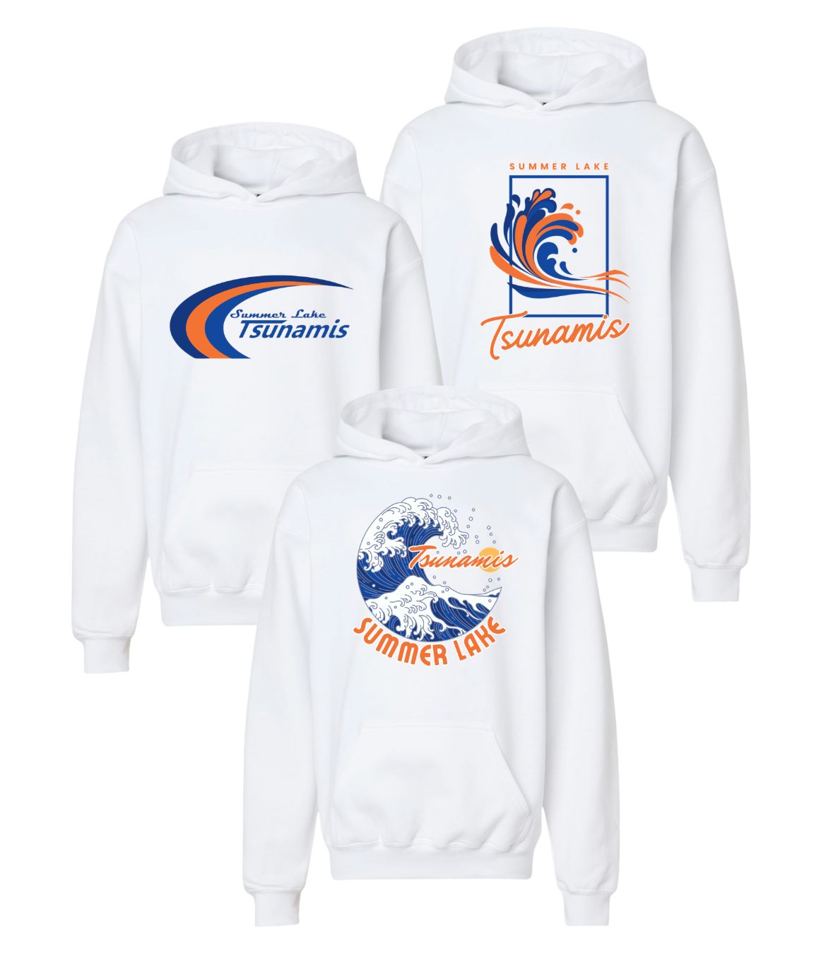 Summer Lake Tsunamis Hoodie Sweatshirt - White - 3 Design Options Summer Lake Tsunamis Hoodie Sweatshirt - White - 3 Design Options
