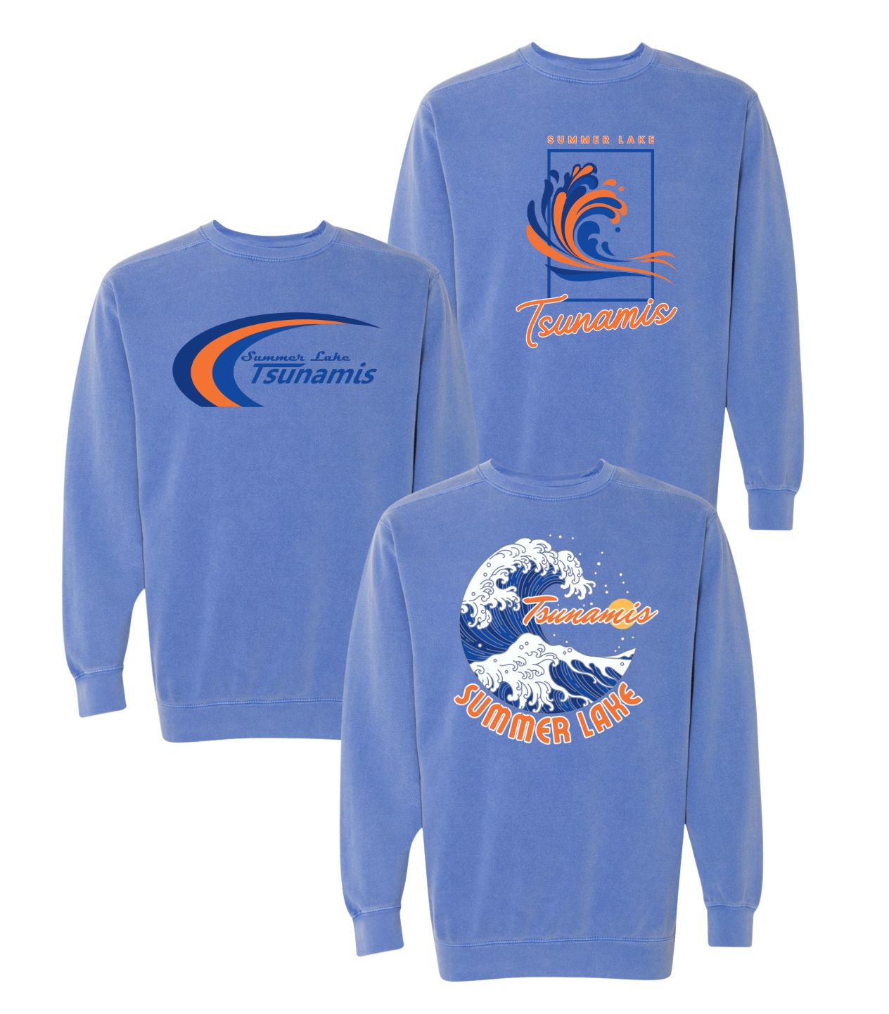 Summer Lake Tsunamis Crew Sweatshirt - Comfort Colors - Blue Flo Summer Lake Tsunamis Crew Sweatshirt - Comfort Colors - Blue Flo