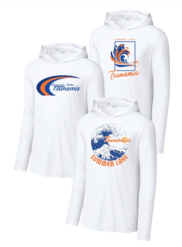 Summer Lake Tsunamis UV Pro Moisture Wicking Long Sleeve T-Shirt with Hood