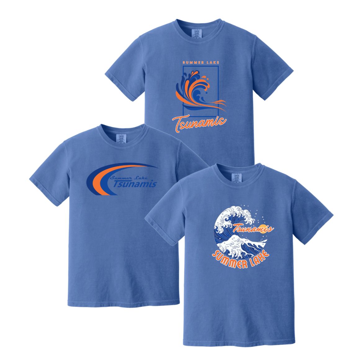 Summer Lake Tsunamis T-Shirt - Comfort Colors - Blue Flo - Adult