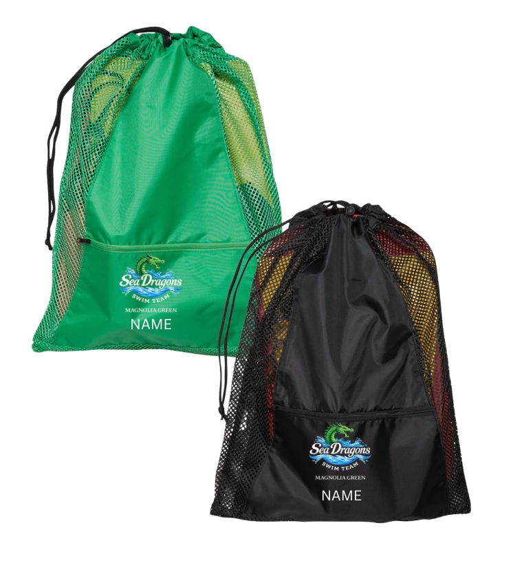 Magnolia Green Sea Dragons Embroidered Mesh Backpack- Black or Green