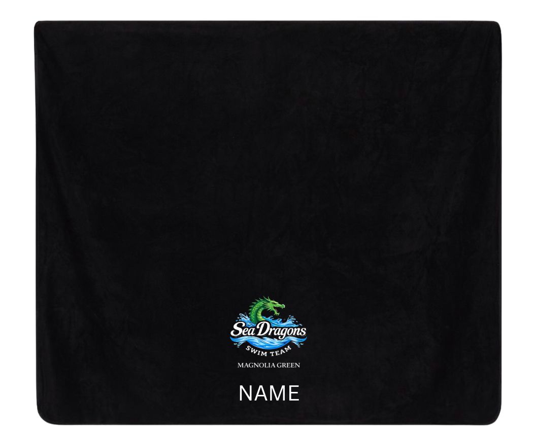 Magnolia Green Sea Dragons Embroidered Picnic Blanket- Kelly Stripe