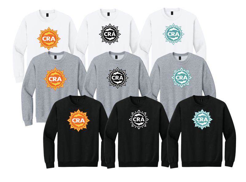 CRA Dolphins Crew Sweatshirt -  White, Black or Sport Grey  - Youth & Adult Sizes