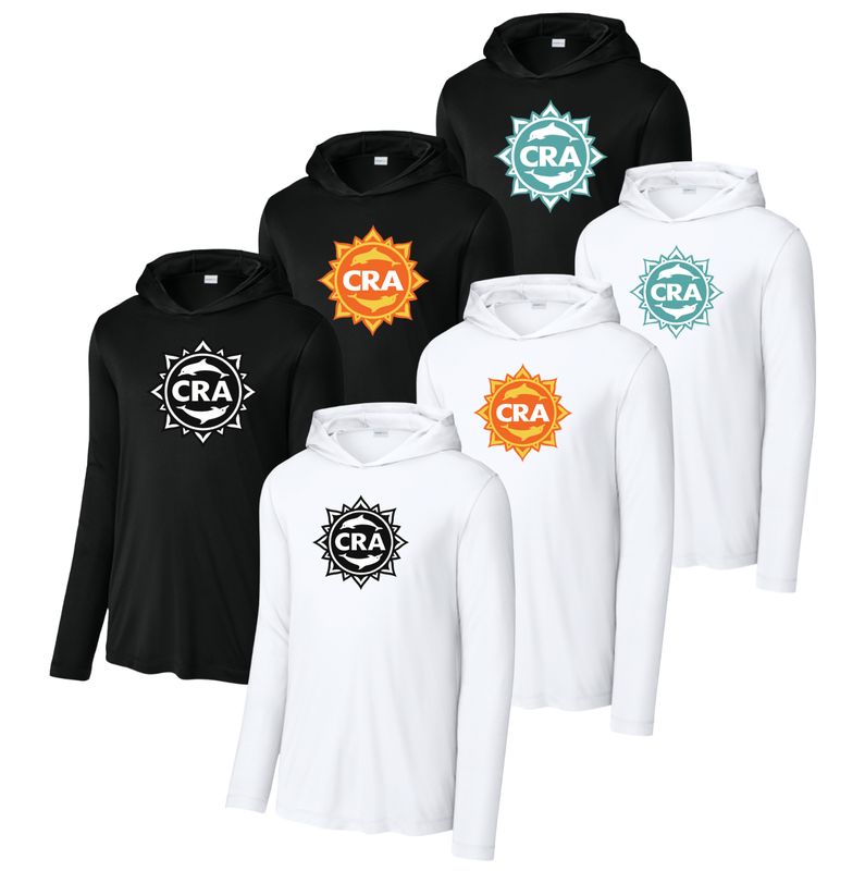 CRA Dolphins UV Pro Long Sleeve Hoodie Tee - White or Black - ADULT