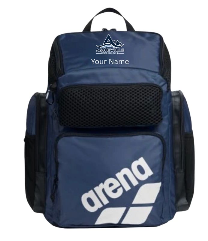 Asheville Swimming Arena One Go Backpack 45L with Embroidered Logo - Navy Asheville Swimming Arena One Go Backpack 45L with Embroidered Logo - Navy