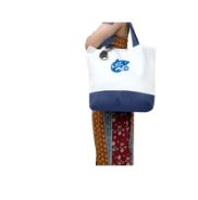Asheville AJCC Swimming Canvas Tote Bag - White & Navy - Embroidered Logo Asheville AJCC Swimming Canvas Tote Bag - White & Navy - Embroidered Logo