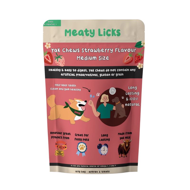 Yak Chews Strawberry Flavoured