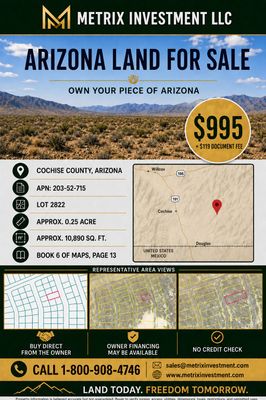 0.25ac Lot in Cochise County AZ