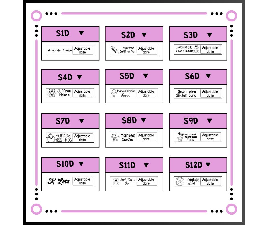 Shiny S-314D (26x10mm)  Teacher Date Stamps