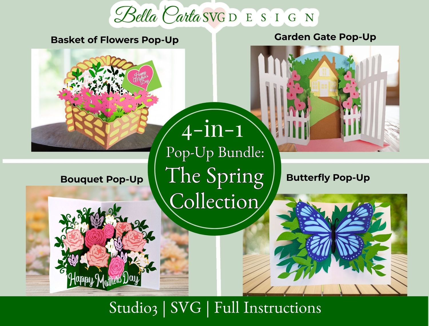 Spring Pop Up Card Template SVG Bundle