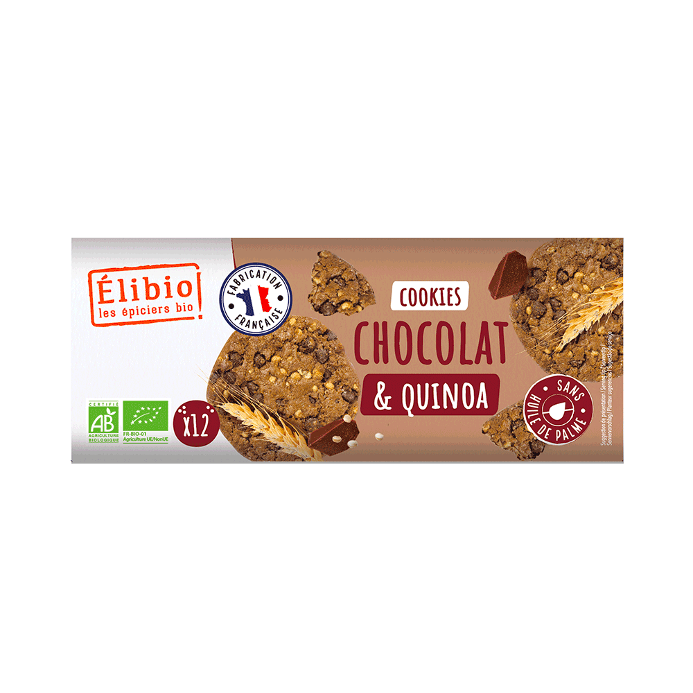 Biscuits Cookies Chocolat et Quinoa ELIBIO 175G