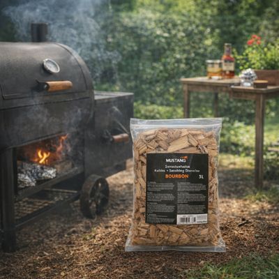 Mustang Madera para ahumar de Roble Bourbon 3L (Smoker Chips)