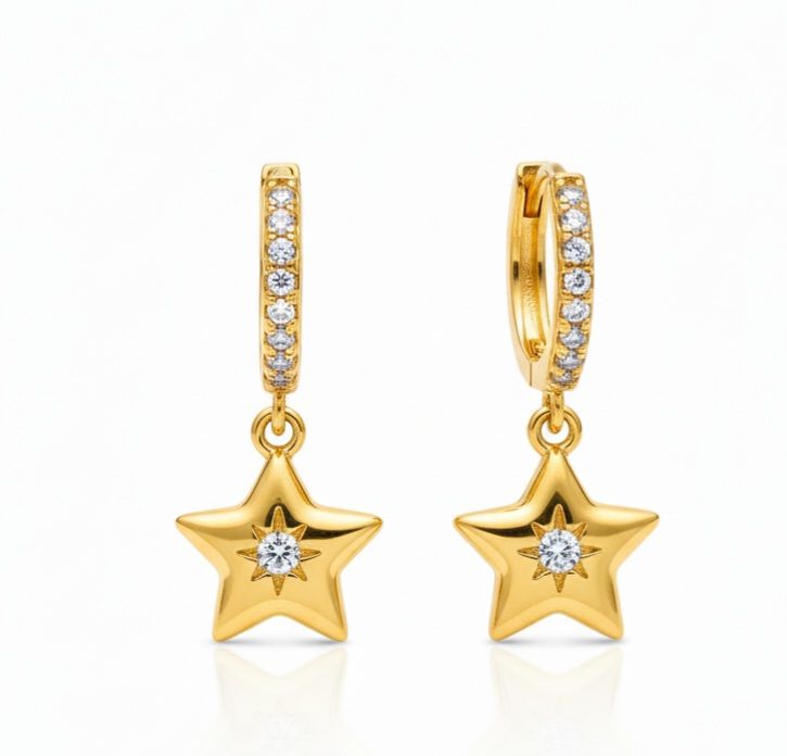 Orecchini cerchio con strass con charm stella