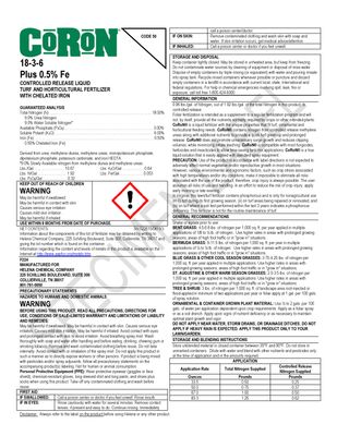 Coron 18-3-6 Fe 50% CRN (Helena Ag)