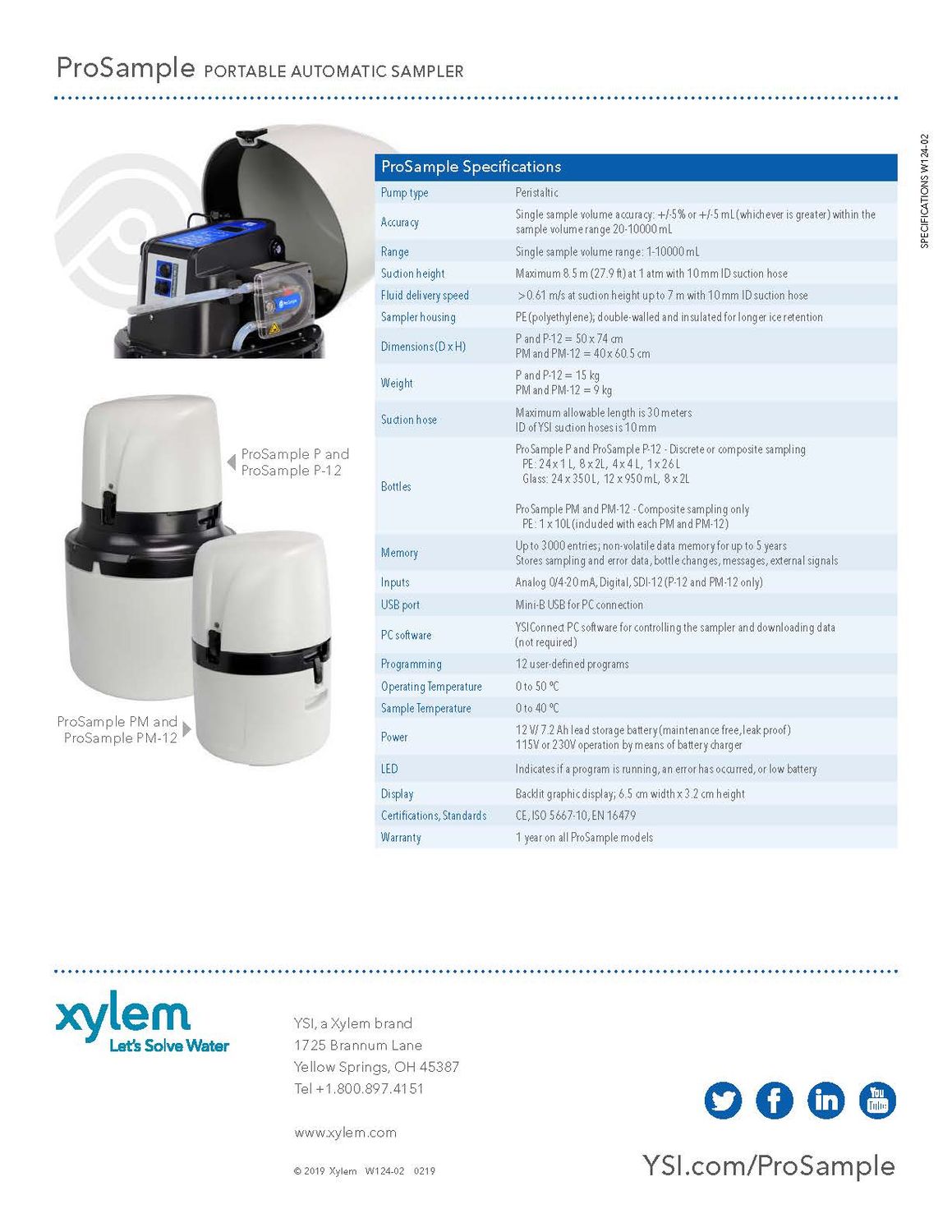 YSI® ProSample P Automated Sampler