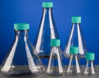 125 mL PC Conical Erlenmeyer Flasks, with Baffles, Vent Filter Caps, Sterile,1/pk, 24/cs, 781211