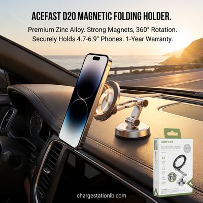 D20 magnetic folding holder – METAL GREY – SILVER