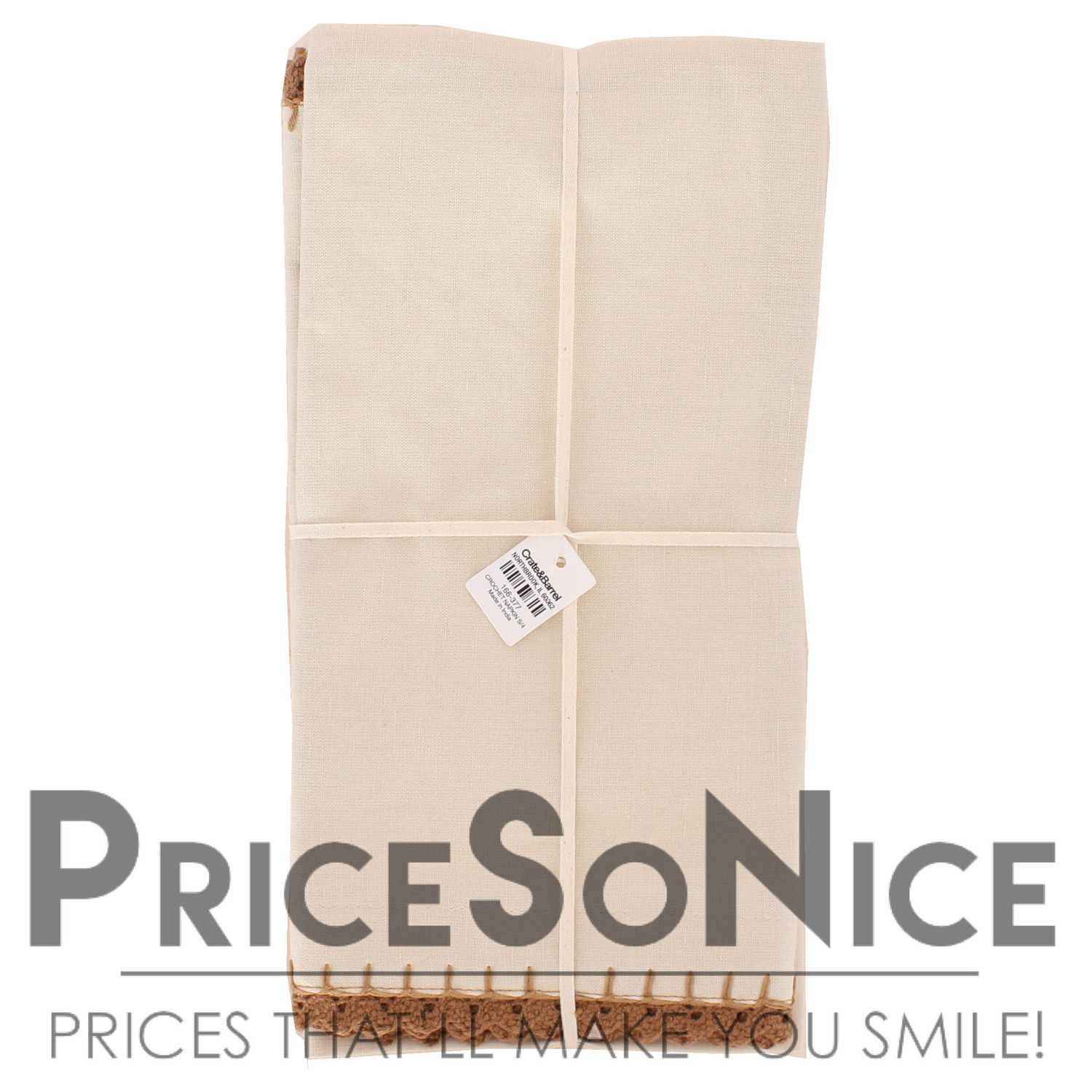 Crate &amp; Barrel Crochet Lace Linen Cotton Dinner Napkin, Set of 4 $70