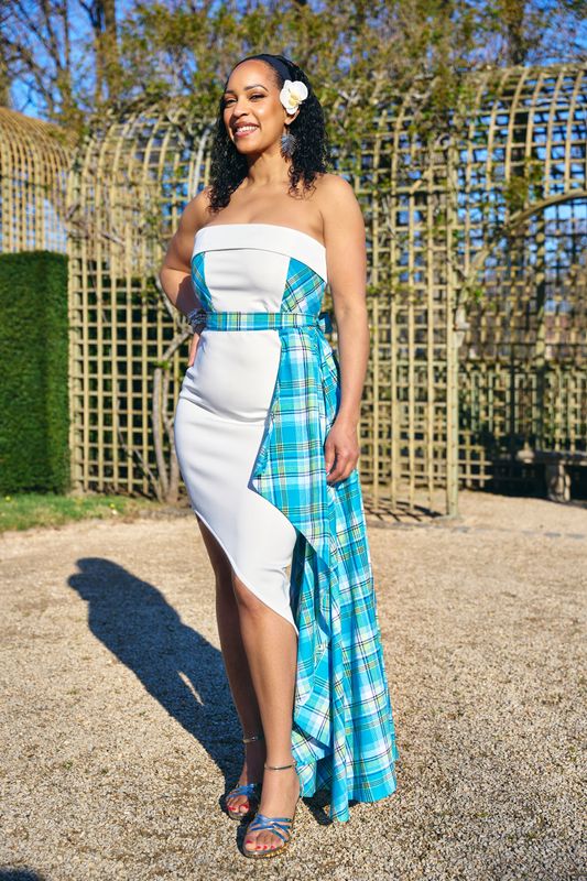 Robe bustier Asymétrique Blanche madras Robe bustier Asymétrique Blanche madras