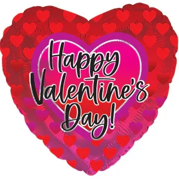 17 in  Happy Valentine's Day Red Gradients Foil (5 Pack - FLAT)