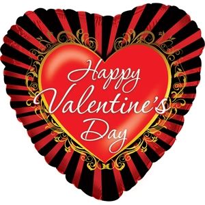 17 in  Happy Valentine's Day Ornate Gold Frame Foil (5 Pack - FLAT)