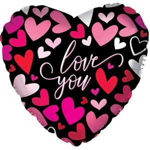 17 in Love You Coral Hearts Foil (5 Pack - FLAT)