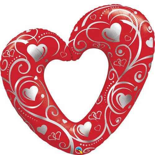 42" Hearts & Filigree Red Jumbo Foil