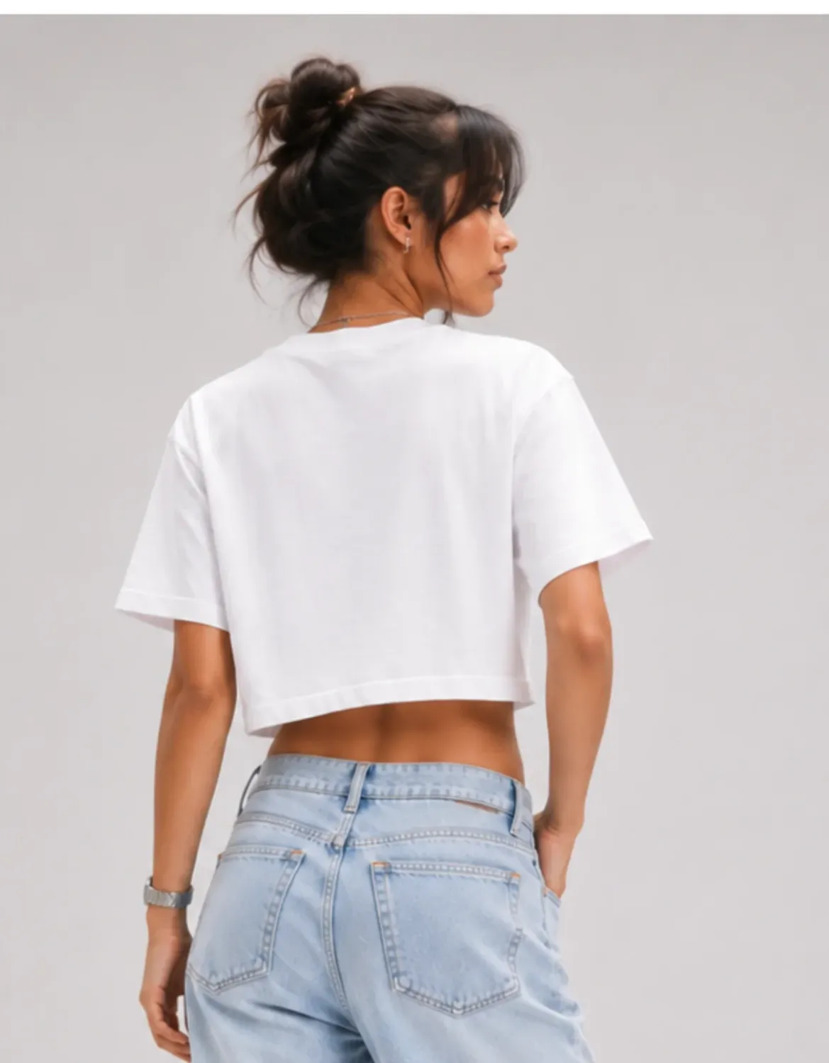 CROPPED OVERSIZED BASIC LIGHT JOHN ROGER ITALIC - OFF WHITE