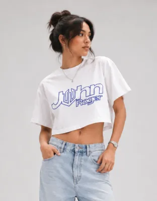CROPPED OVERSIZED BASIC LIGHT JOHN ROGER ITALIC - OFF WHITE