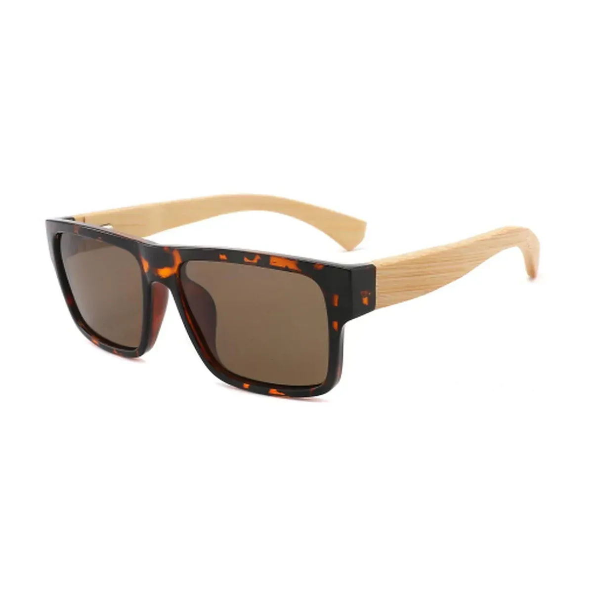 BAM Broulee tortoiseshell polarised sunglasses with rectangular frame and bamboo arms