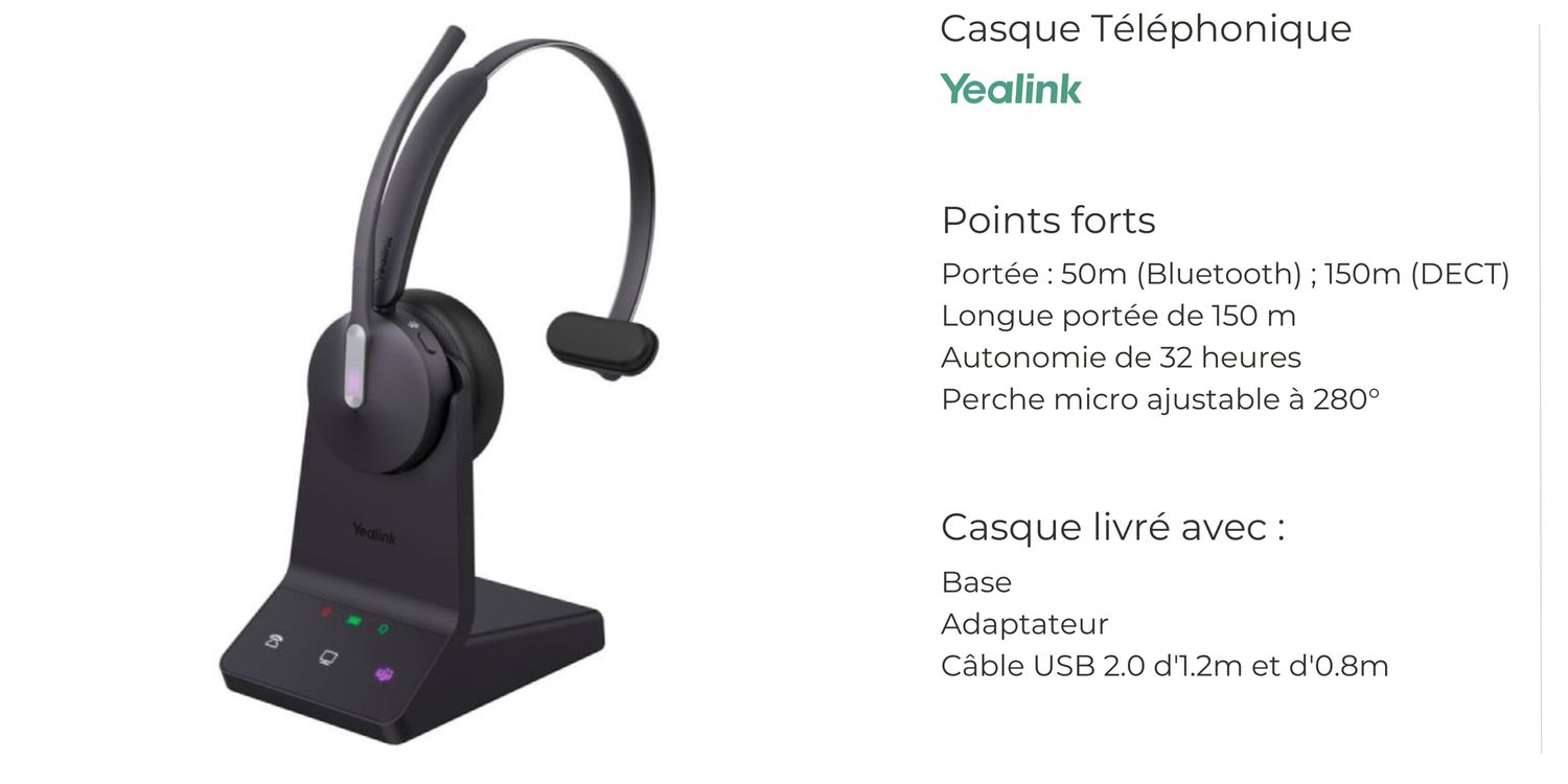 Casque Yealink WH64 Casque Yealink WH64, Version: Mono