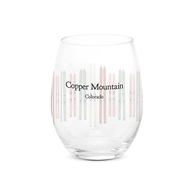 Skis Stemless Wine Glass