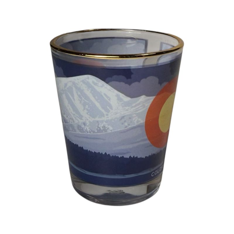 Colorado Flag with Mountains Shot Glass